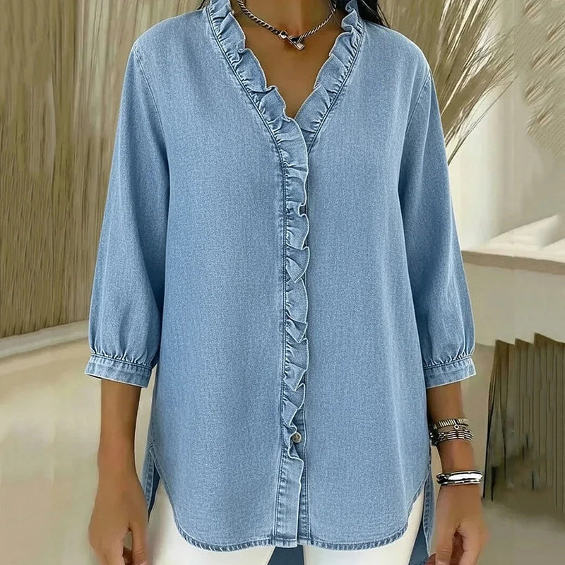 Abigail™ Blouse en Denim Élégante