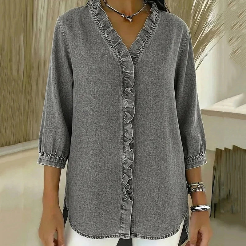 Abigail™ Blouse en Denim Élégante
