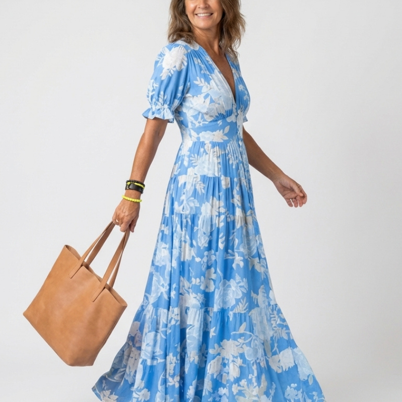 Léonie – Robe longue fluide fleurie