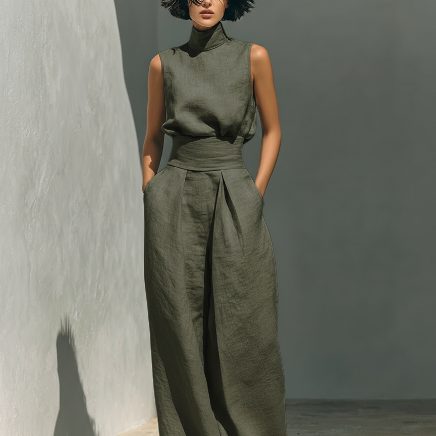 Amara — Ensemble minimaliste blouse et pantalon fluide