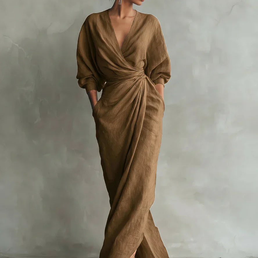 Charlotte | Robe en Lin à Col V