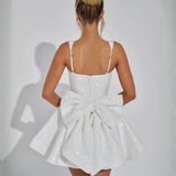 Robe Mini à Pois Victoria avec Nœud