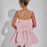 Robe Mini à Pois Victoria avec Nœud