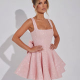 Robe Mini à Pois Victoria avec Nœud