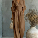 Robe Élégante en V, Dos Nu et Manches Fluides - Maison Claire et Sylvie