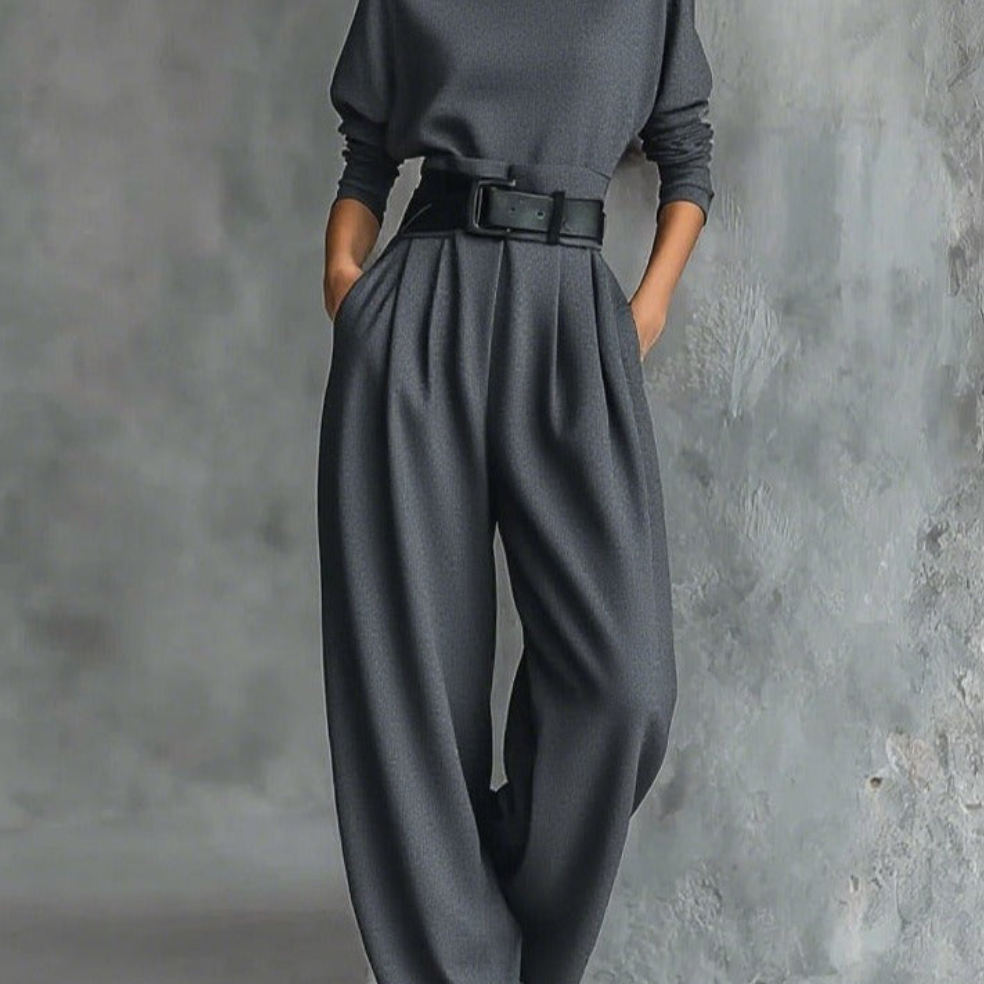Ensemble Élégant Jessica™ : Haut Chic et Pantalons Droits