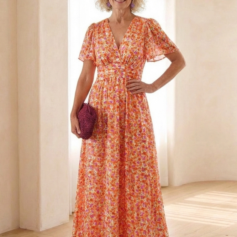 Élina – Robe longue fluide fleurie