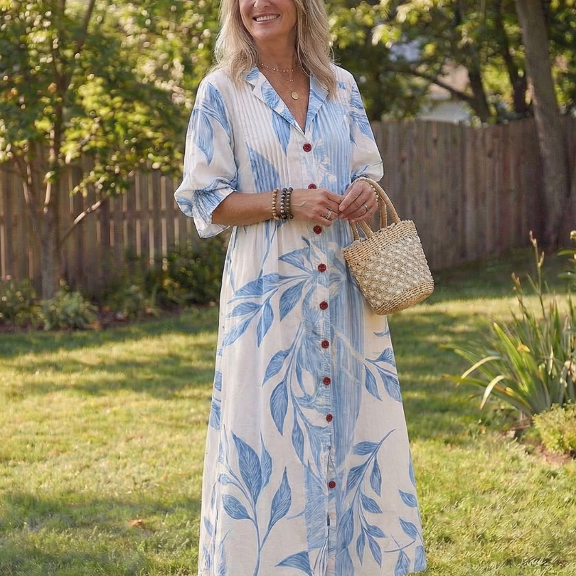 Virelle – Robe longue fluide imprimé botanique