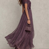 Robe Longue Flavia en Tissu Luxueux - Élégance Inégalée chez Maison Claire et Sylvie