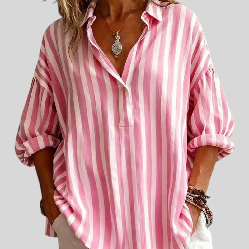 Nora | Blouse Rayée Légère avec Col