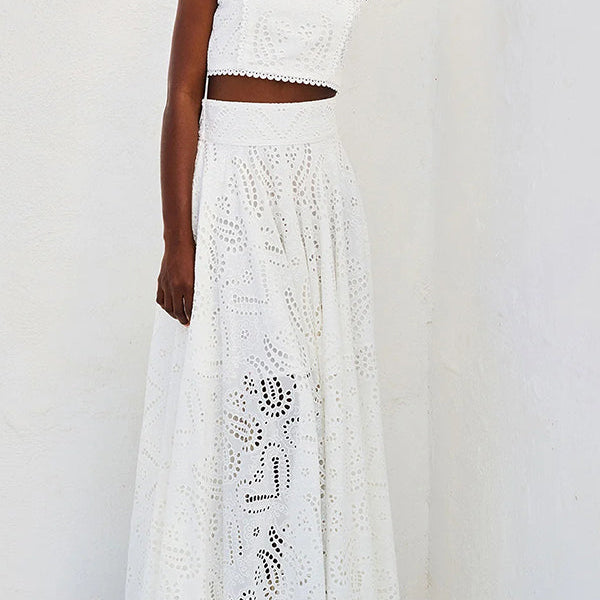 Ensemble Larissa™ : Top Brodé et Jupe Maxi Taille Haute