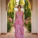 Robe Longue Élégante à Col Halter - Maison Claire et Sylvie
