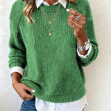 Cyrielle | Pull avec col de chemise et design patchwork
