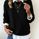 Cyrielle | Pull avec col de chemise et design patchwork